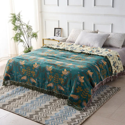 Cotton Blanket Reversible Four-Layer Breathable Lightweight Warmth