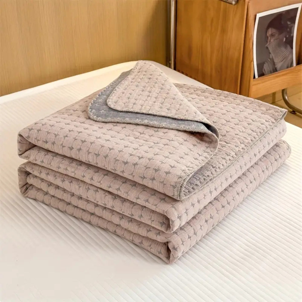 Cotton Blanket Reversible Geometric Jacquard Lightweight & Breathable