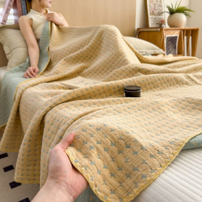 Cotton Blanket Reversible Geometric Jacquard Lightweight & Breathable