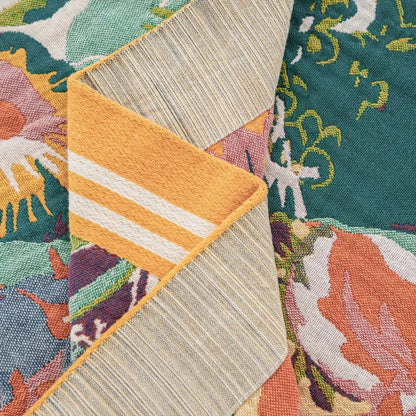 Cotton Blanket Reversible Jacquard Floral Machine Washable