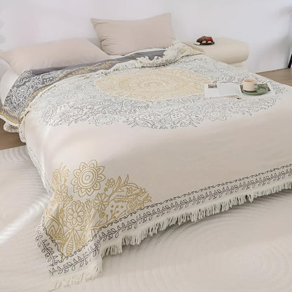 Cotton Blanket Reversible Jacquard Machine Washable