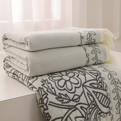 Cotton Blanket Reversible Jacquard Machine Washable