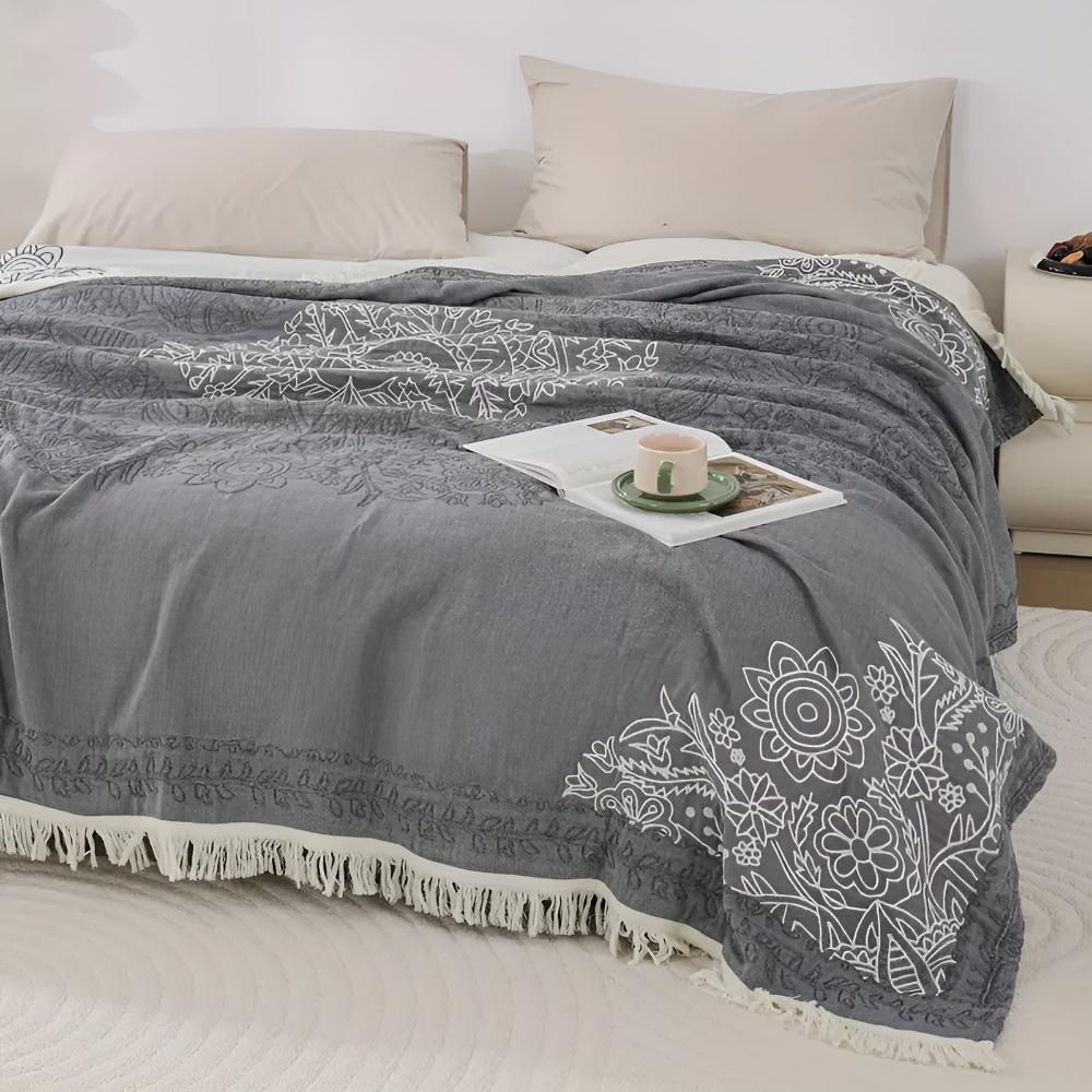 Cotton Blanket Reversible Jacquard Machine Washable