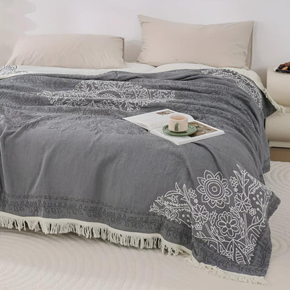 Cotton Blanket Reversible Jacquard Machine Washable