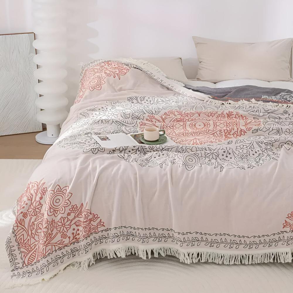Cotton Blanket Reversible Jacquard Machine Washable