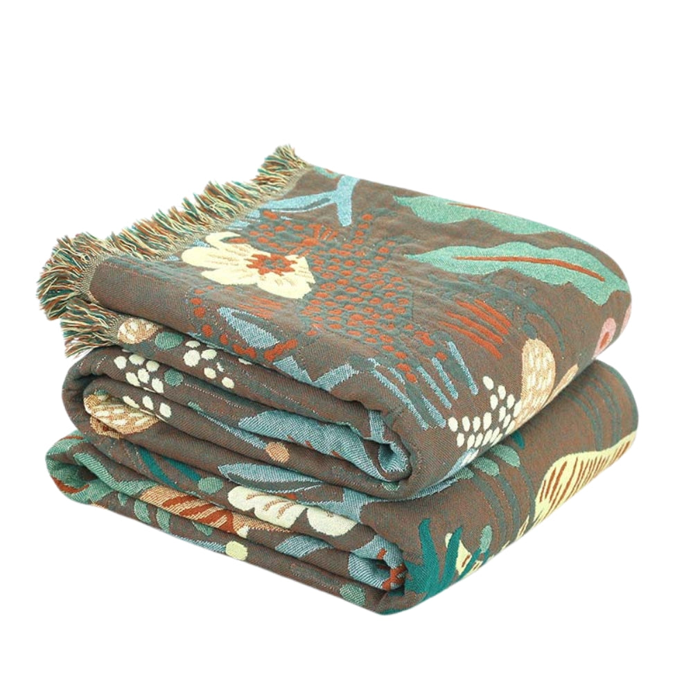 Cotton Blanket Reversible Jacquard Tassel Trim