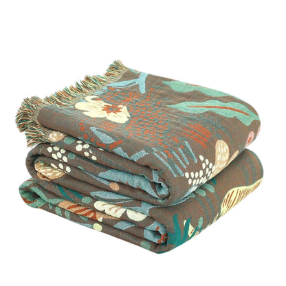 Cotton Blanket Reversible Jacquard Tassel Trim