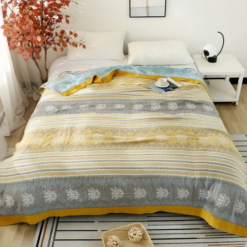 Cotton Blanket Reversible Lightweight Machine Washable