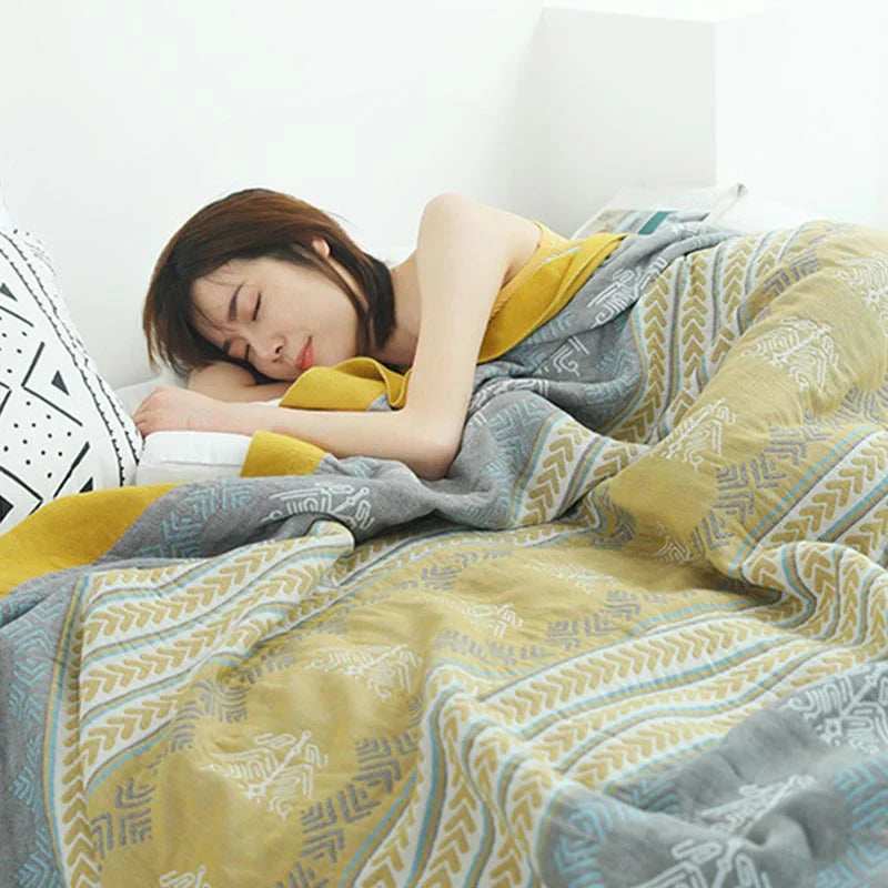 Cotton Blanket Reversible Lightweight Machine Washable