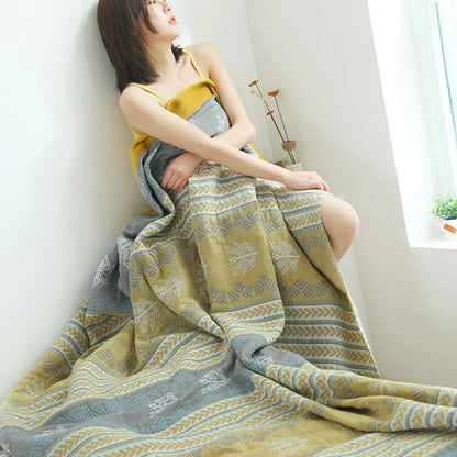Cotton Blanket Reversible Lightweight Machine Washable