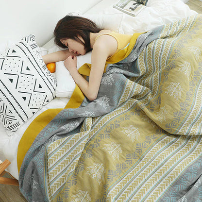 Cotton Blanket Reversible Lightweight Machine Washable