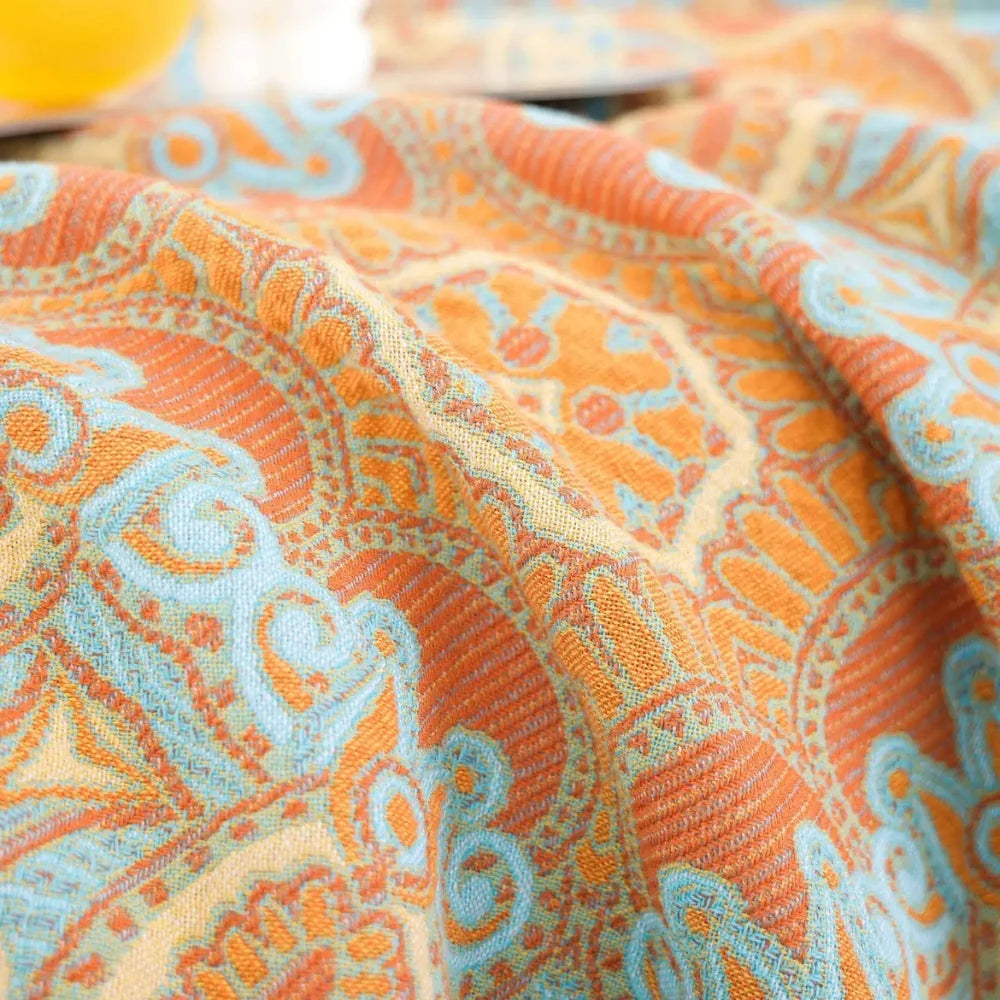 Cotton Blanket Reversible Paisley Tassel Trim All-Season