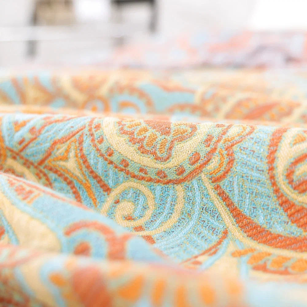 Cotton Blanket Reversible Paisley Tassel Trim All-Season