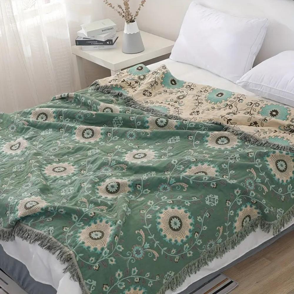 Cotton Blanket Reversible Retro Mandala Breathable