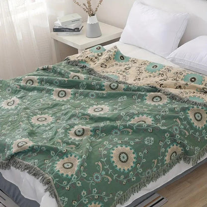Cotton Blanket Reversible Retro Mandala Breathable