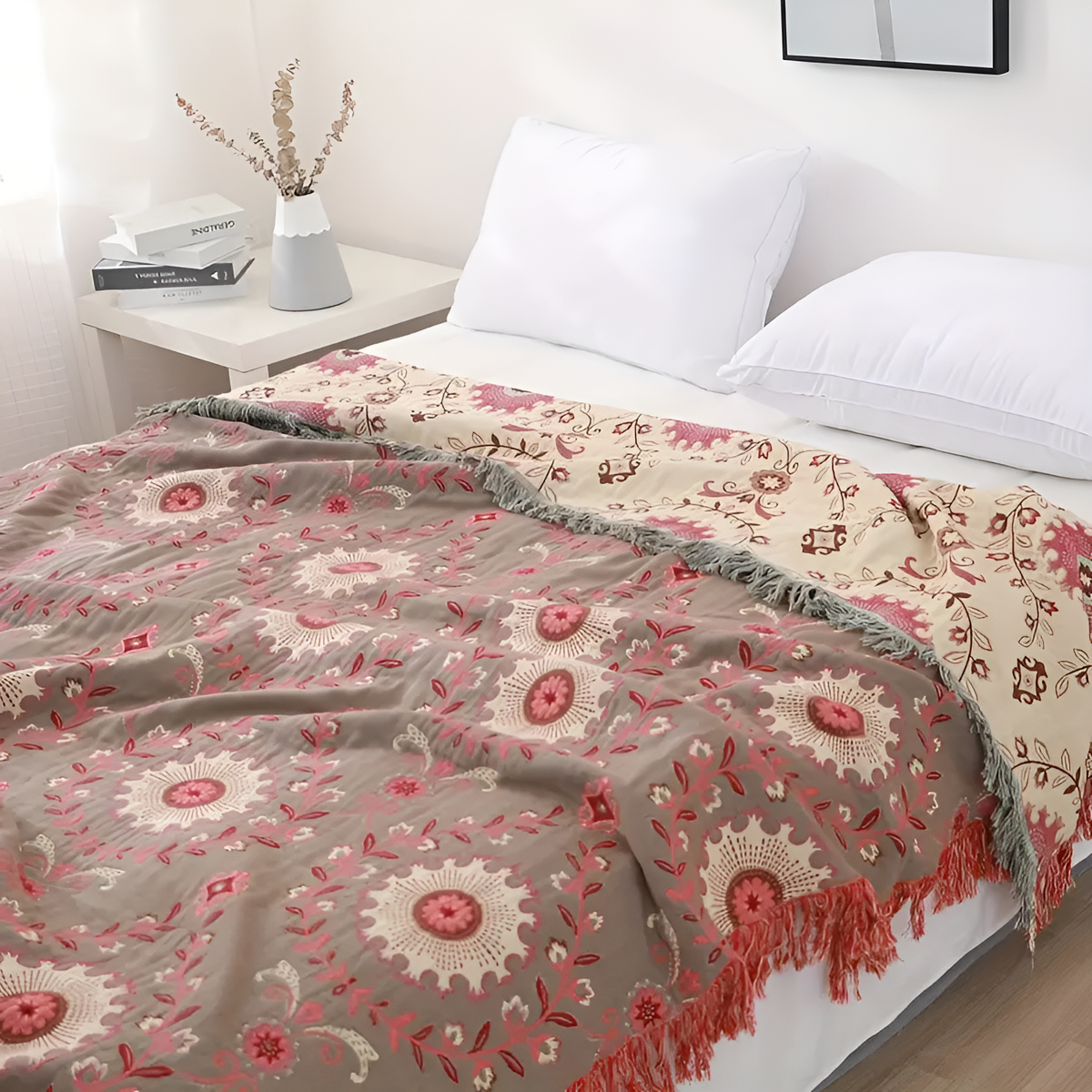 Cotton Blanket Reversible Retro Mandala Breathable