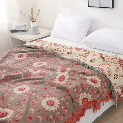 Cotton Blanket Reversible Retro Mandala Breathable