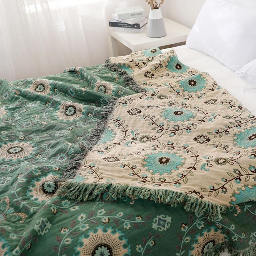 Cotton Blanket Reversible Retro Mandala Breathable