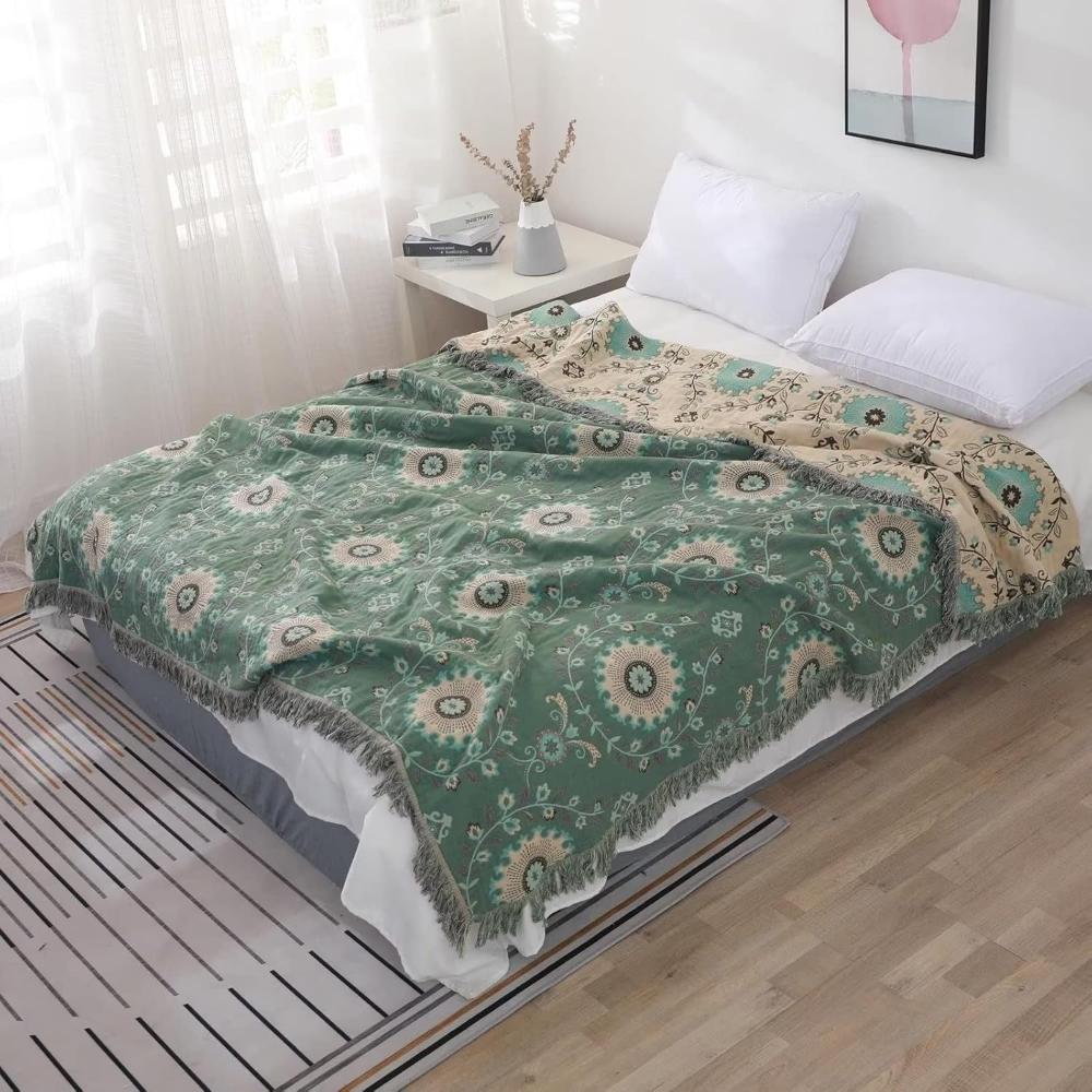 Cotton Blanket Reversible Retro Mandala Breathable