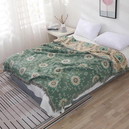 Cotton Blanket Reversible Retro Mandala Breathable