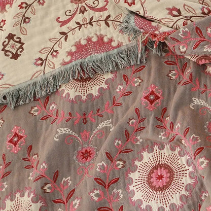 Cotton Blanket Reversible Retro Mandala Breathable