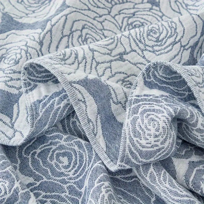 Cotton Blanket Rose Jacquard Lightweight Gauze Machine Washable