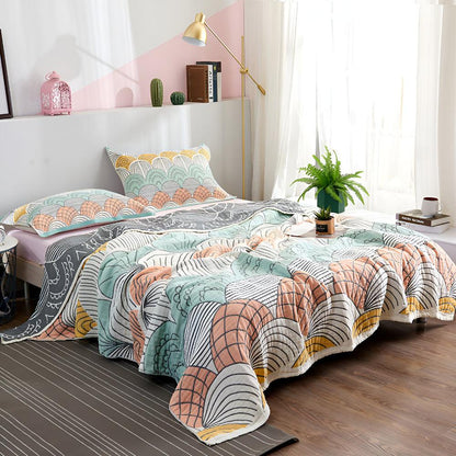 Cotton Blanket Scallop Pattern Machine Washable