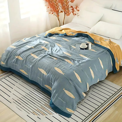 Cotton Gauze Blanket Breathable Jacquard Machine Washable