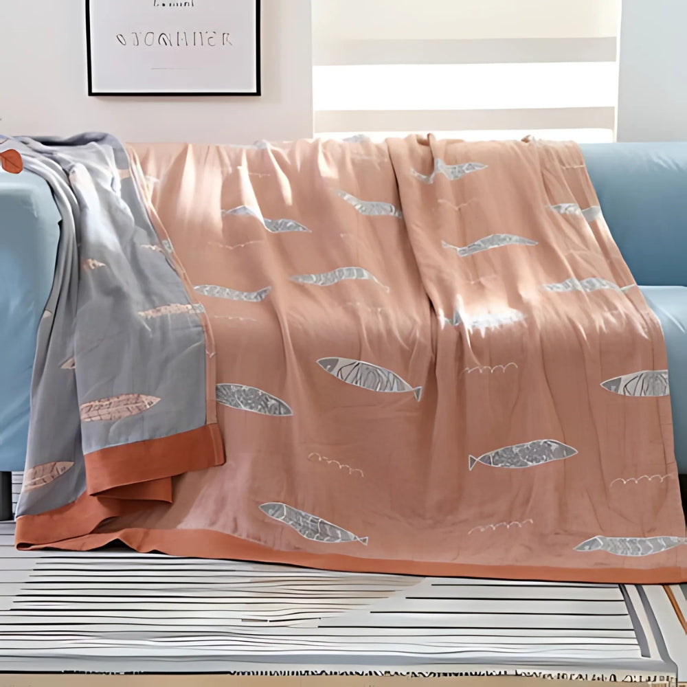 Cotton Gauze Blanket Breathable Jacquard Machine Washable