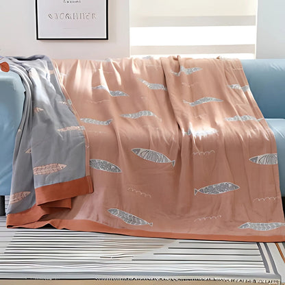 Cotton Gauze Blanket Breathable Jacquard Machine Washable