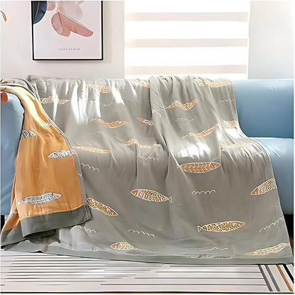 Cotton Gauze Blanket Breathable Jacquard Machine Washable