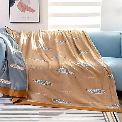 Cotton Gauze Blanket Breathable Jacquard Machine Washable