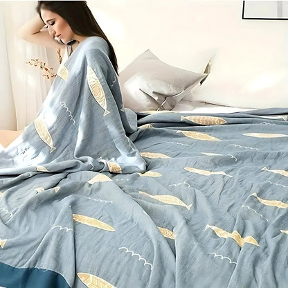 Cotton Gauze Blanket Breathable Jacquard Machine Washable