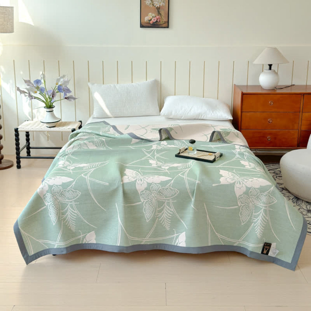 Cotton Gauze Blanket Lightweight Breathable Butterfly Print