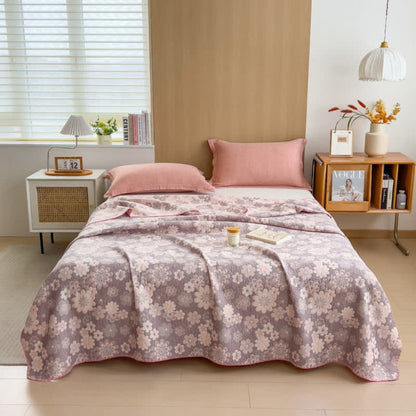 Cotton Gauze Blanket Reversible Floral Breathable