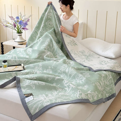 Cotton Gauze Blanket Reversible Floral Breathable