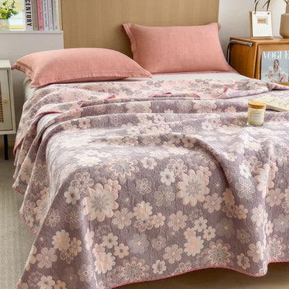Cotton Gauze Blanket Reversible Floral Breathable