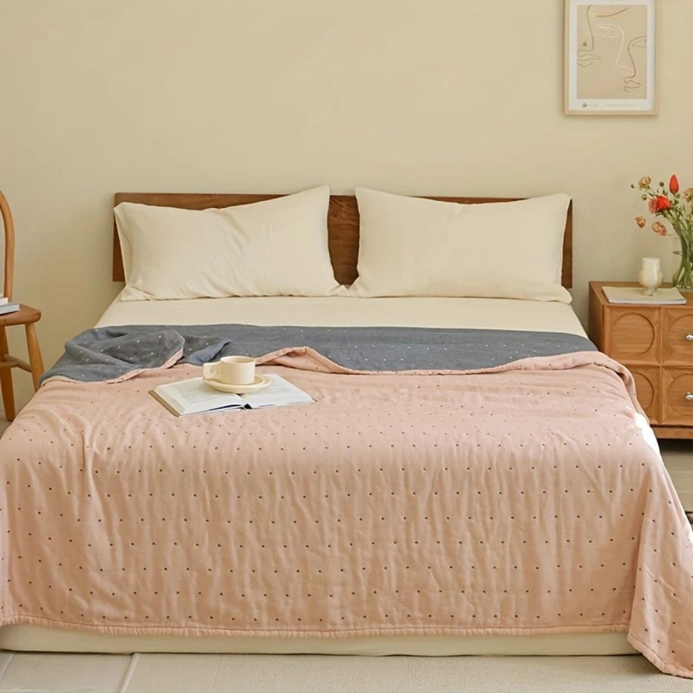 Cotton Gauze Throw Lightweight Breathable Reversible