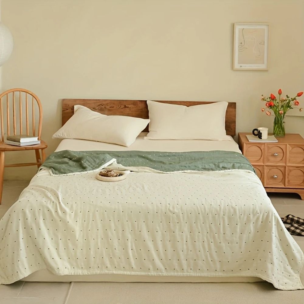 Cotton Gauze Throw Lightweight Breathable Reversible