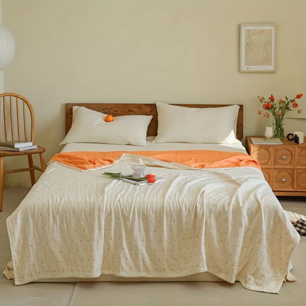Cotton Gauze Throw Lightweight Breathable Reversible