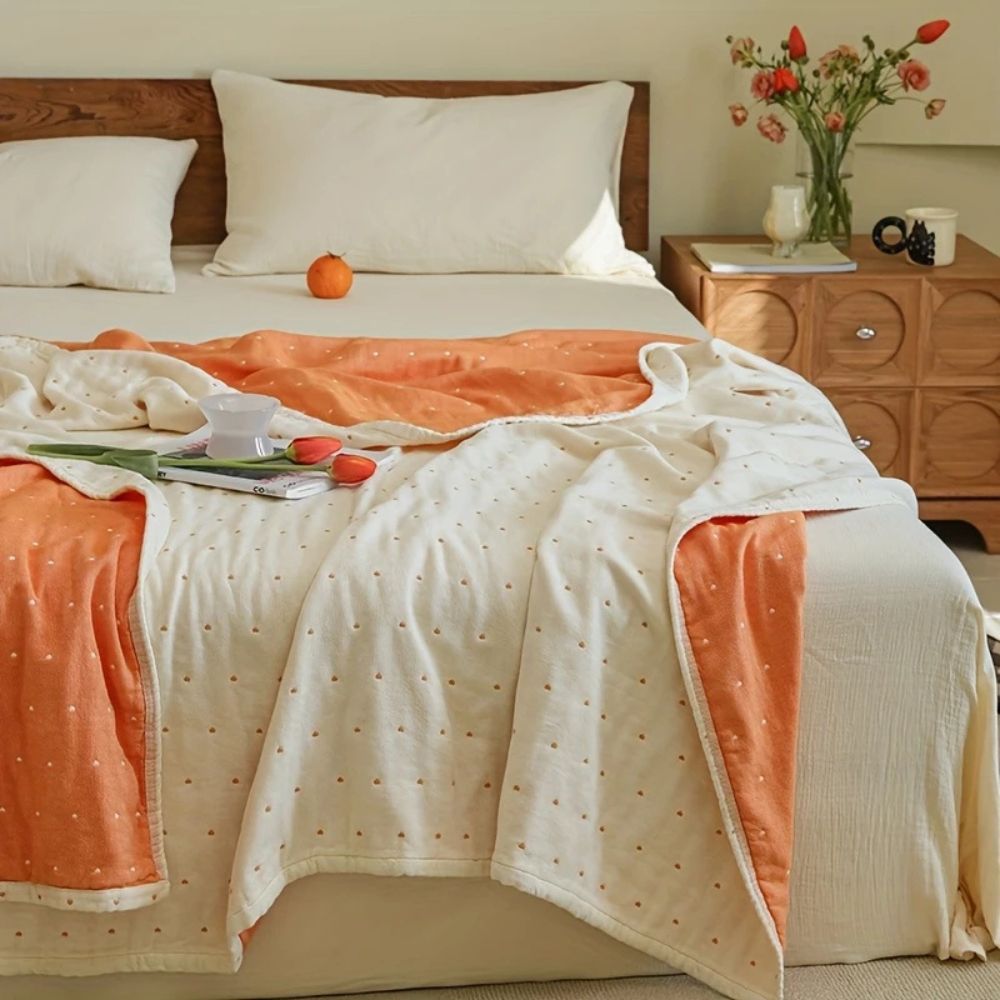 Cotton Gauze Throw Lightweight Breathable Reversible