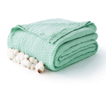 Cotton Muslin Blanket Six-Layer Breathable Year-Round Comfort