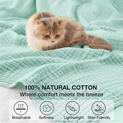 Cotton Muslin Blanket Six-Layer Breathable Year-Round Comfort