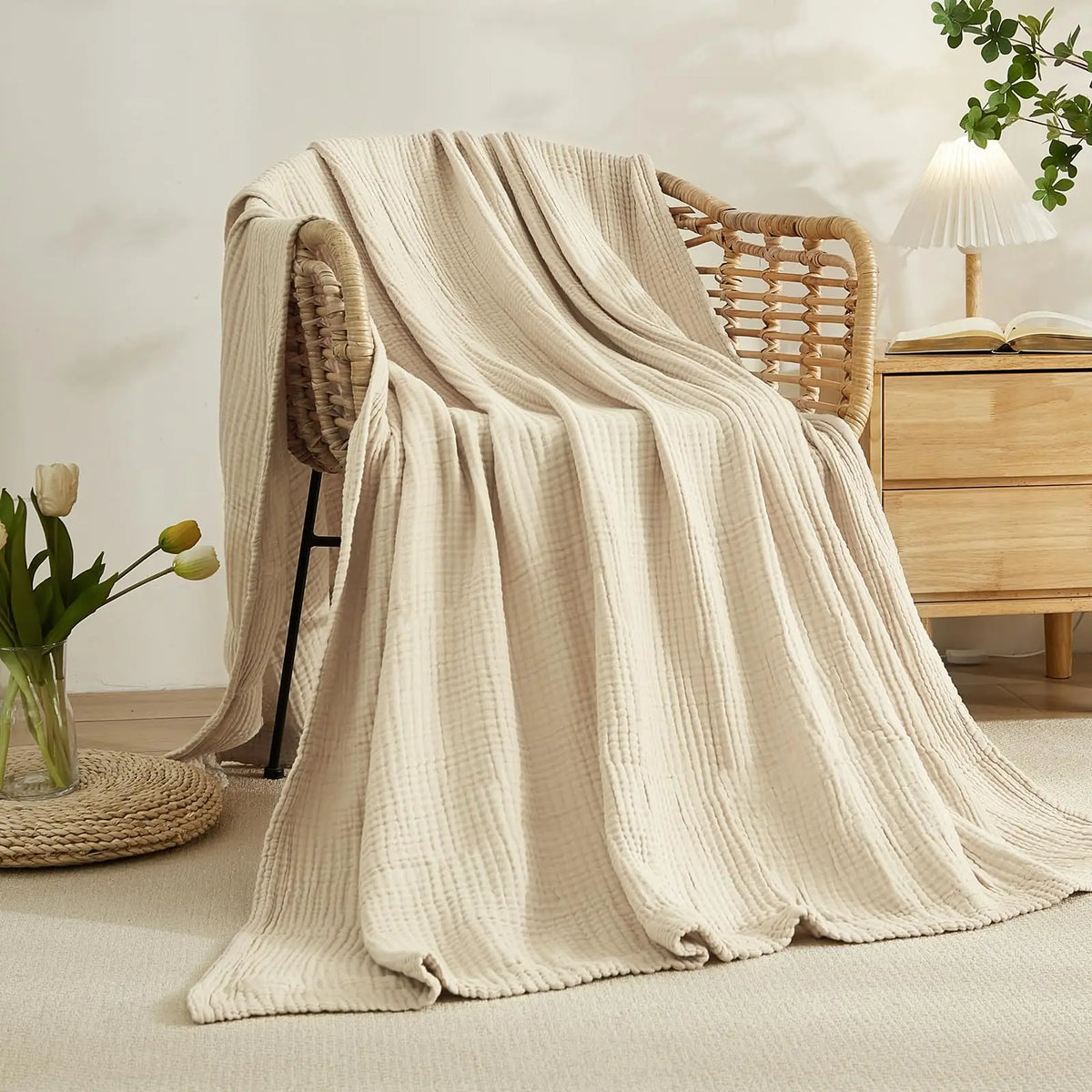 Cotton Muslin Blanket Six-Layer Breathable Year-Round Comfort