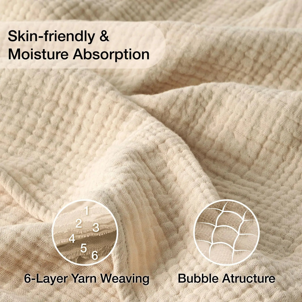 Cotton Muslin Blanket Six-Layer Breathable Year-Round Comfort