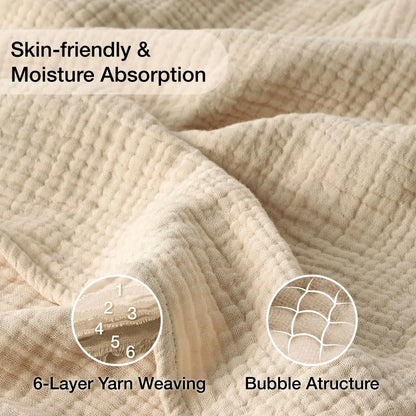 Cotton Muslin Blanket Six-Layer Breathable Year-Round Comfort