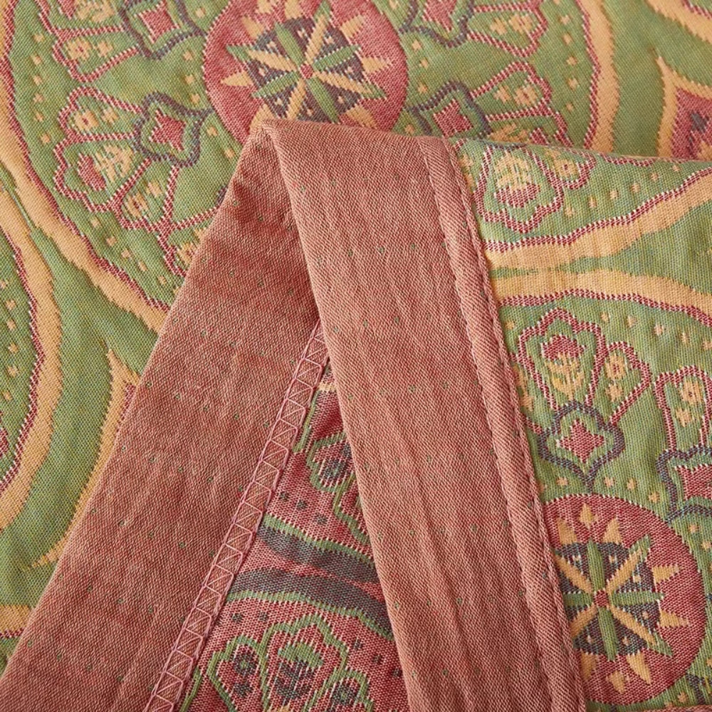 Cotton Summer Blanket Reversible Ginkgo Leaf Lightweight & Breathable