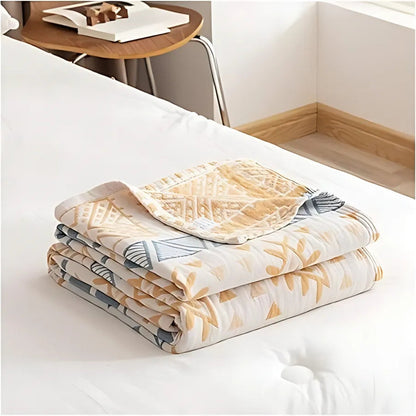 Cotton Throw Blanket Aztec Pattern Lightweight Machine Washable