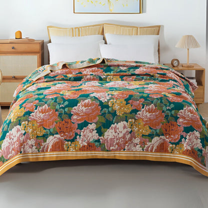 Cotton Throw Blanket Breathable Tropical Print 79x90