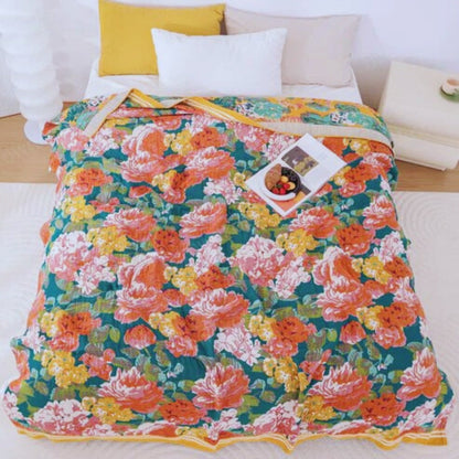 Cotton Throw Blanket Breathable Tropical Print 79x90
